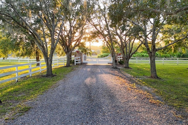 view of street featuring a rural view