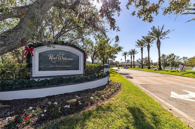 view of community sign