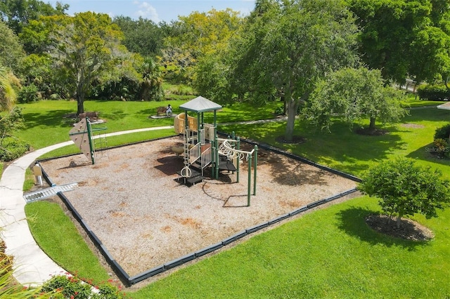 view of play area with a lawn