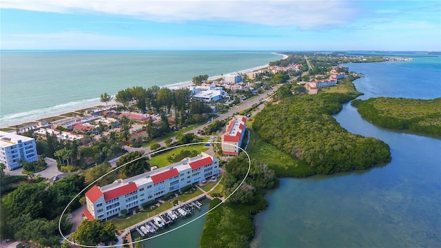 bird's eye view featuring a water view