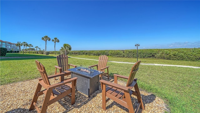 view of yard with an outdoor fire pit