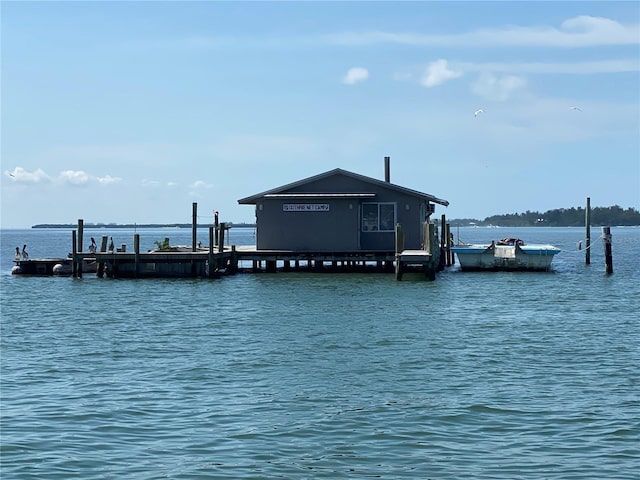 dock area featuring a water view