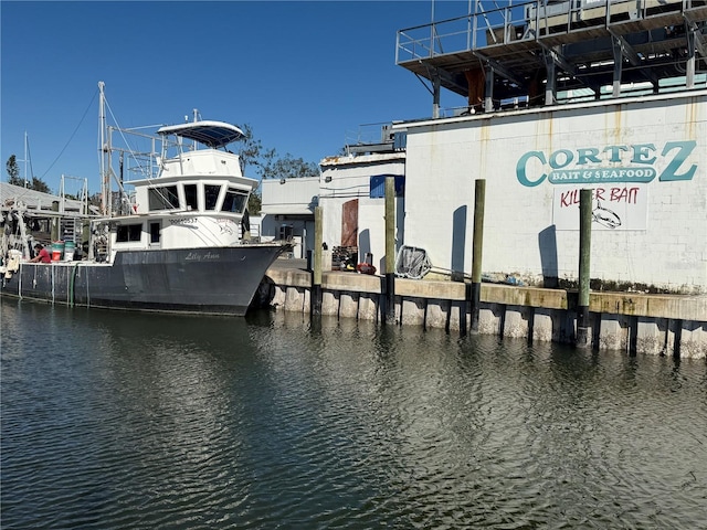 dock area featuring a water view