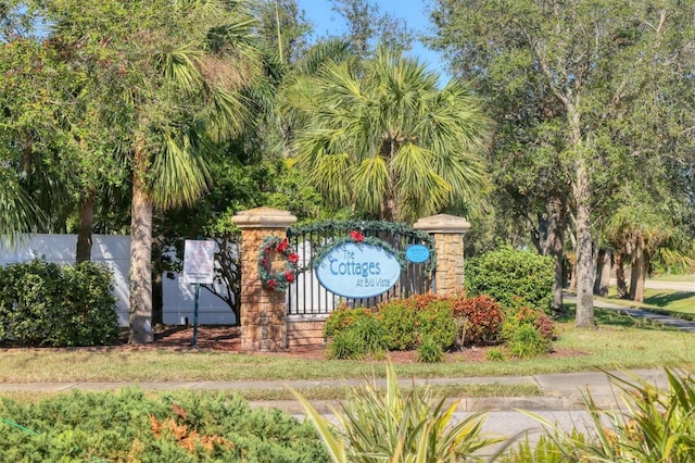 view of community sign