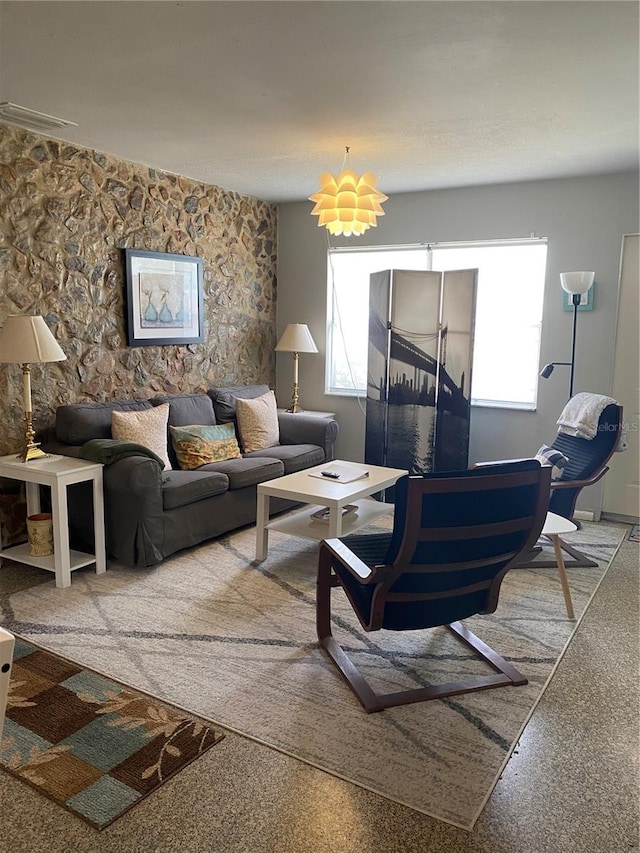 living room featuring a healthy amount of sunlight