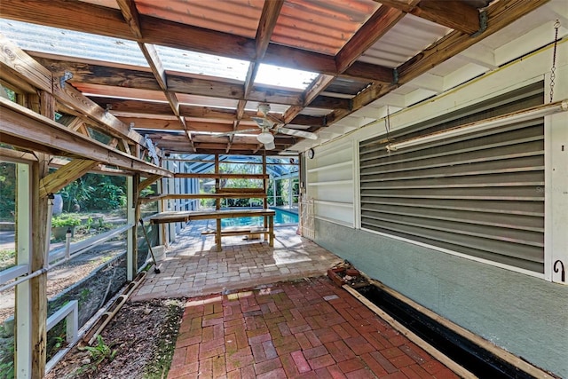 view of patio / terrace featuring ceiling fan