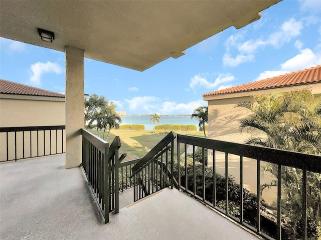 balcony with a water view