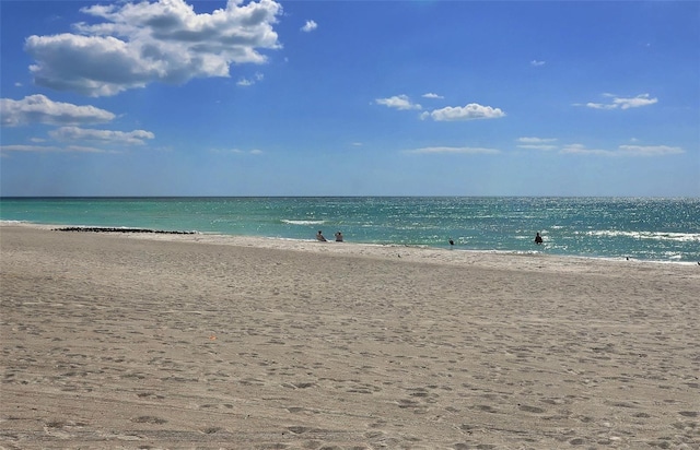 property view of water featuring a beach view