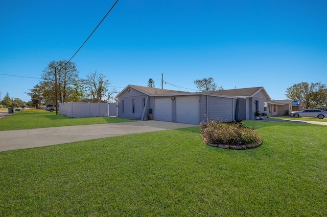 ranch-style house with a front lawn and a garage