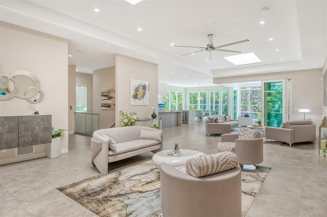 living room with ceiling fan