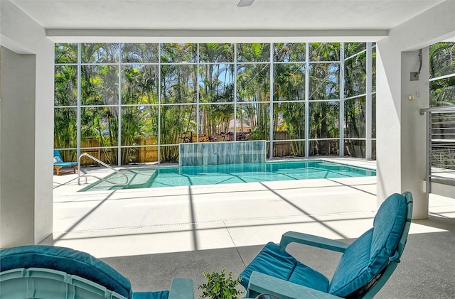 view of swimming pool featuring a patio