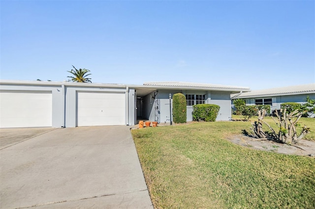 ranch-style house with a front yard and a carport