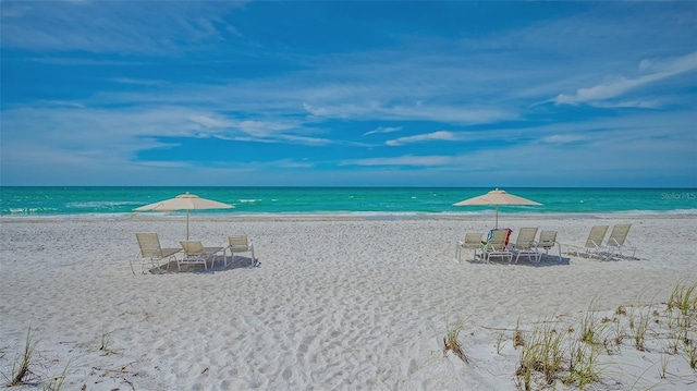 property view of water with a beach view