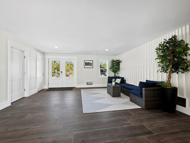 interior space featuring dark wood-type flooring and french doors