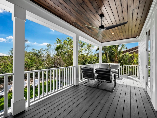 deck featuring ceiling fan