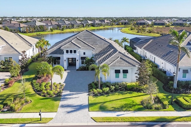 bird's eye view featuring a water view