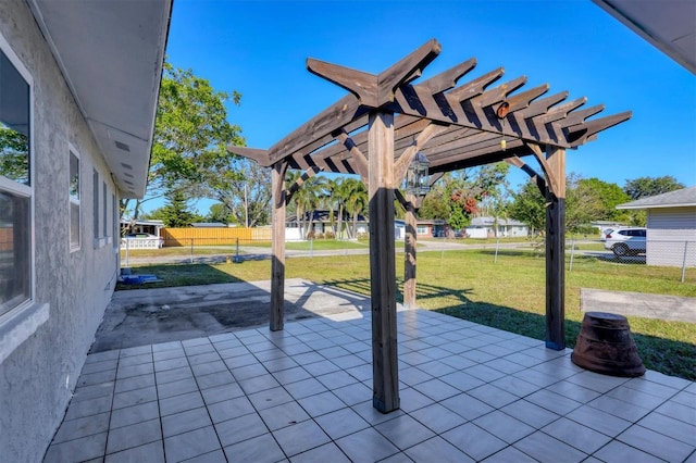 view of patio featuring a pergola