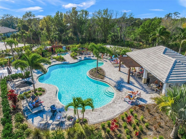 view of pool with a patio area