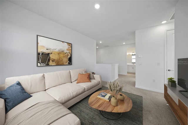 living room with carpet flooring