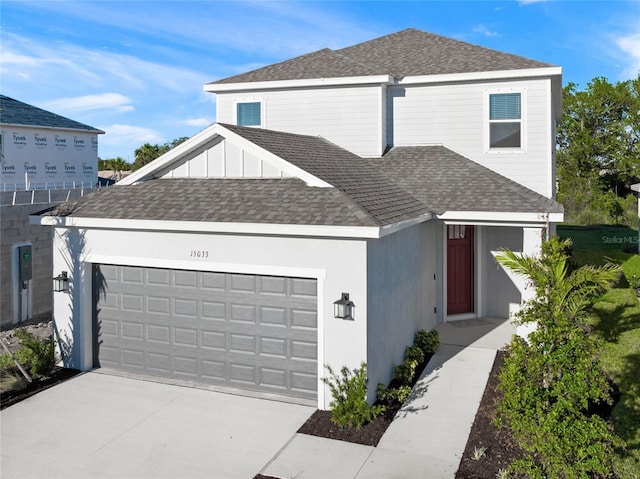 view of front of house with a garage