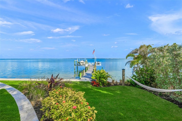 view of water feature featuring a dock