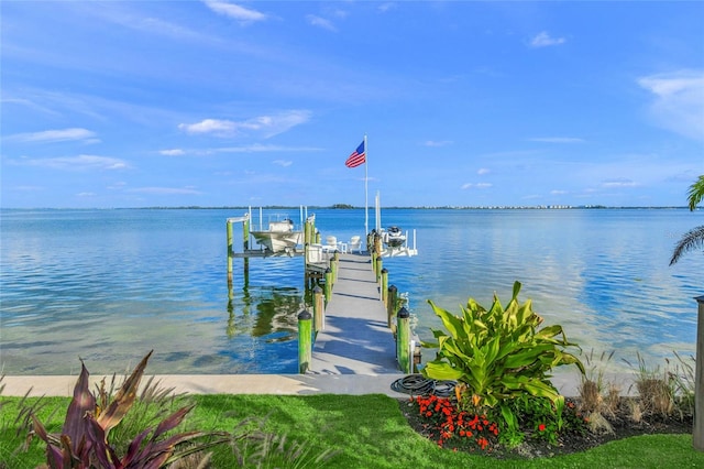 view of dock featuring a water view