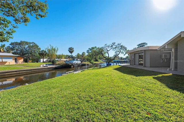 view of yard with a water view