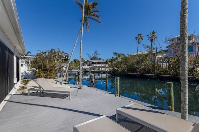 view of dock featuring a water view