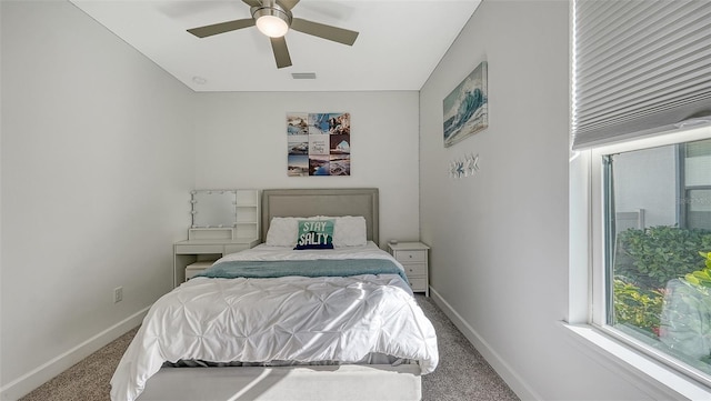 bedroom with carpet and ceiling fan