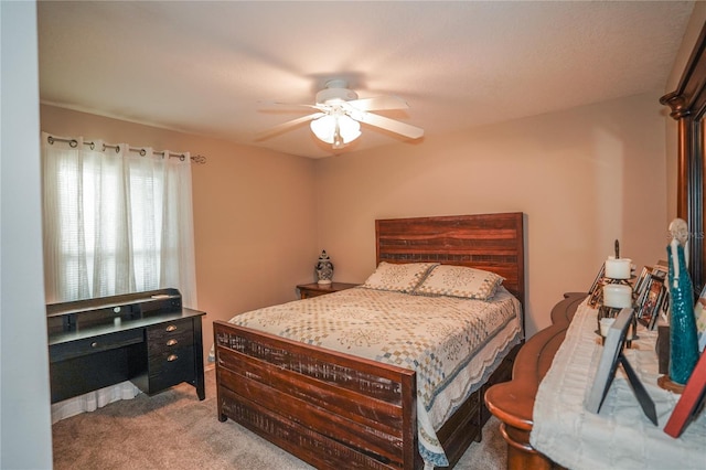 bedroom with carpet flooring and ceiling fan