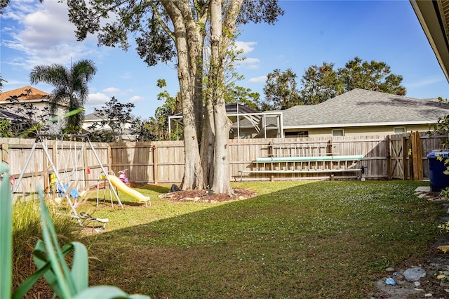 view of yard with a playground