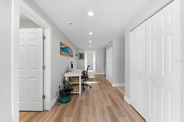 office featuring light hardwood / wood-style flooring