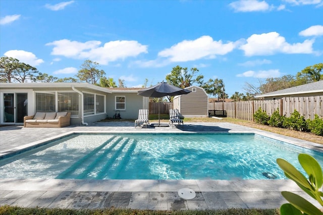 view of swimming pool with an outdoor hangout area and a patio area