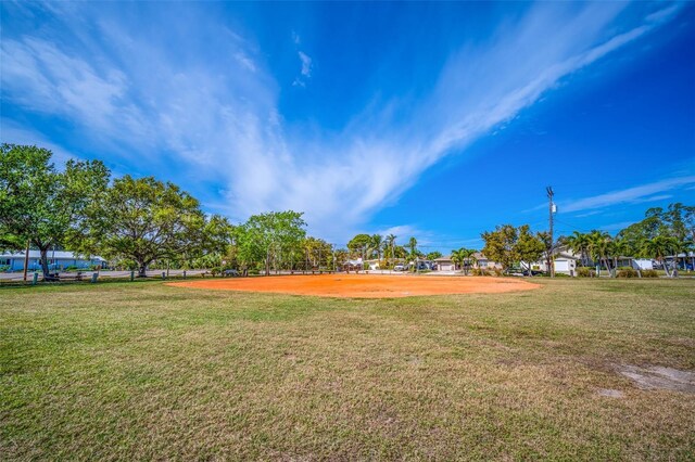 view of property's community with a yard