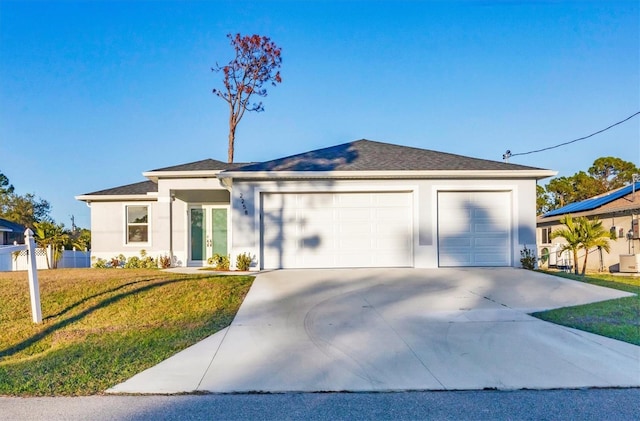 view of front of home with a garage and a front yard