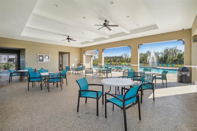 view of patio / terrace featuring ceiling fan