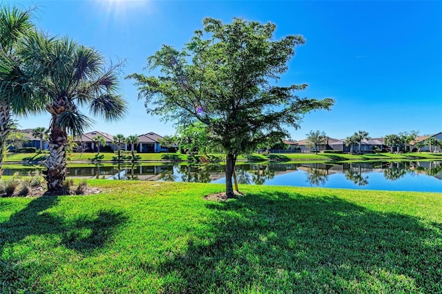 view of yard featuring a water view