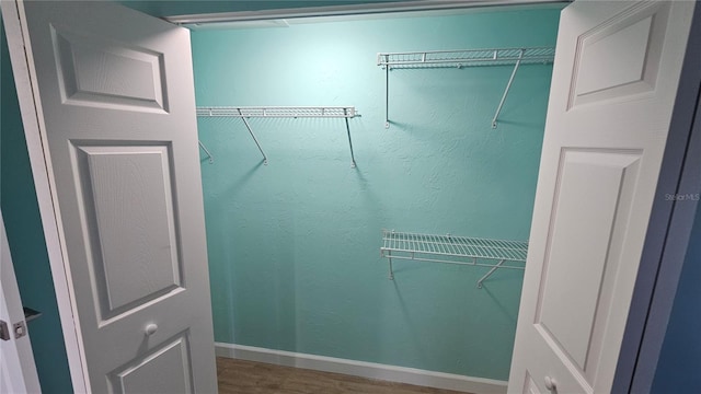 walk in closet featuring hardwood / wood-style flooring