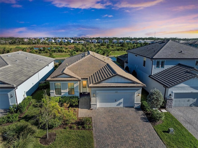 view of front of house with a garage