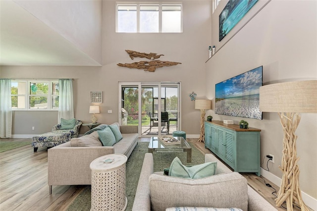 901 30th Ct E, Bradenton, FL 34208 - living area featuring wood finished floors and a high ceiling