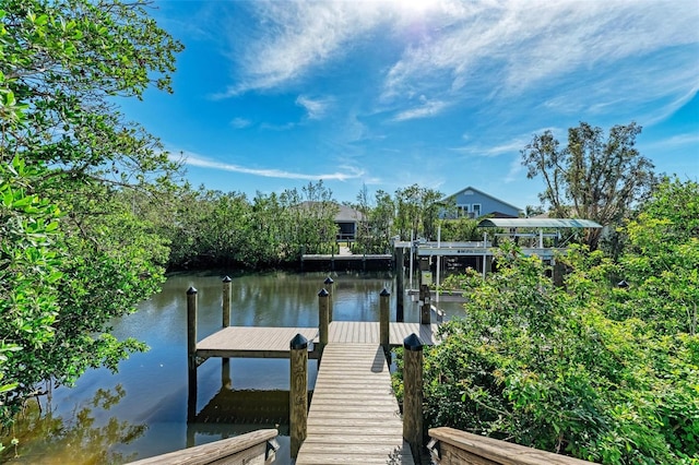 dock area featuring a water view