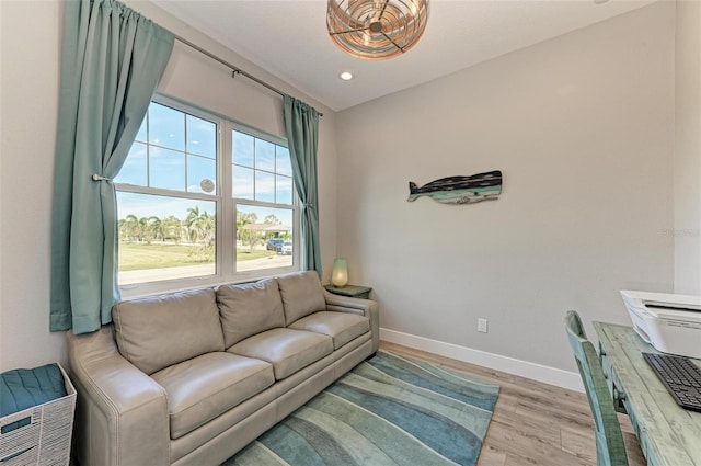 living room with light wood-type flooring