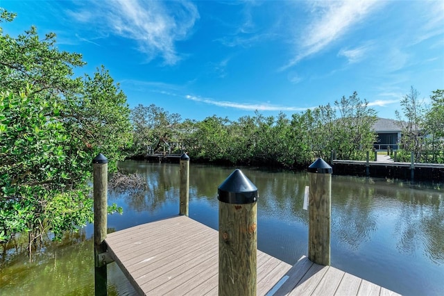 view of dock featuring a water view