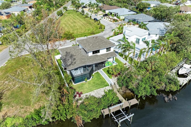 bird's eye view featuring a water view