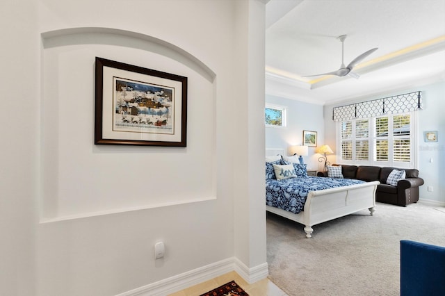 bedroom featuring carpet flooring and ceiling fan