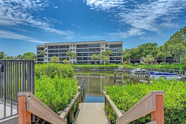 exterior space with a dock