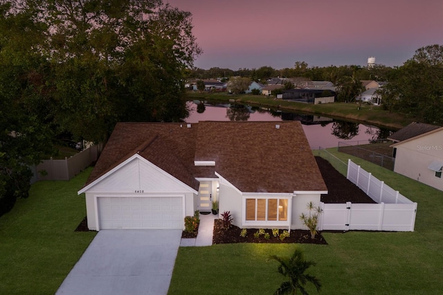 view of aerial view at dusk