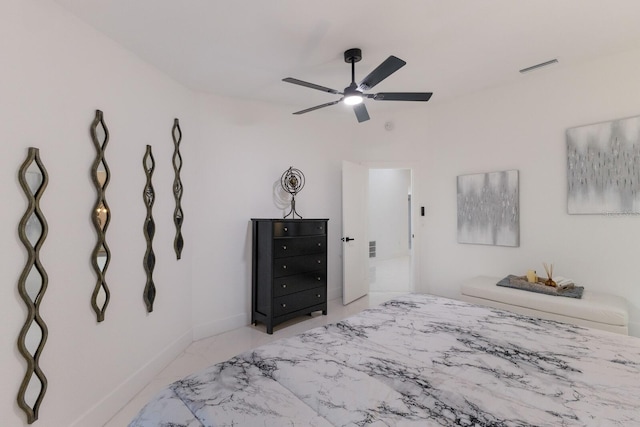 bedroom featuring ceiling fan