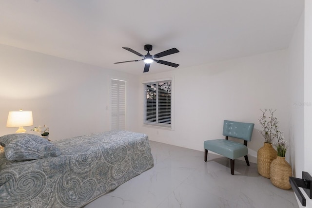 bedroom featuring ceiling fan