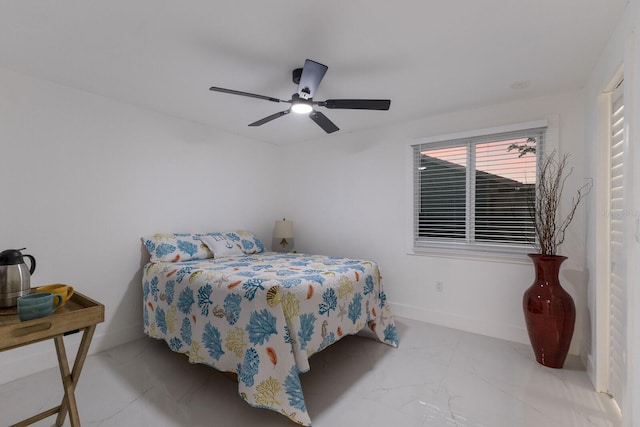 bedroom featuring ceiling fan